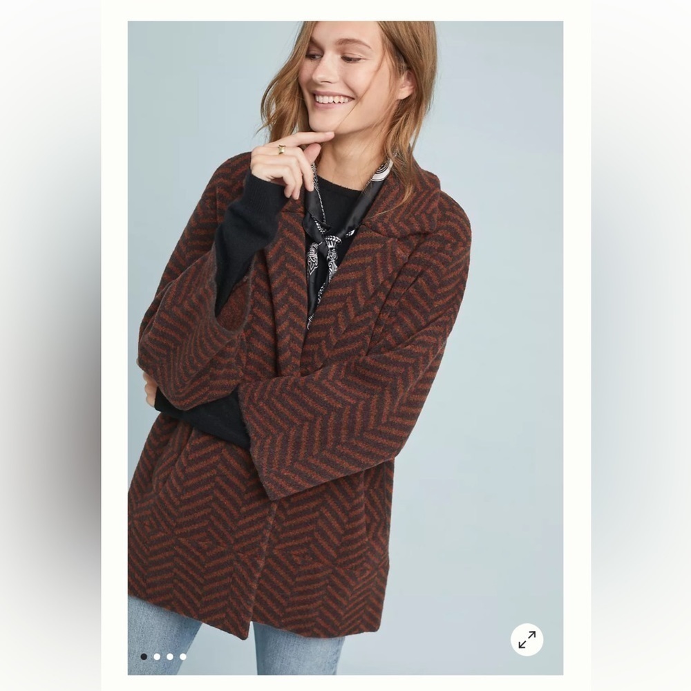 Anthropologie Moth Size MP Chevron Paloma Knit Sweater Jacket Coatigan Coat